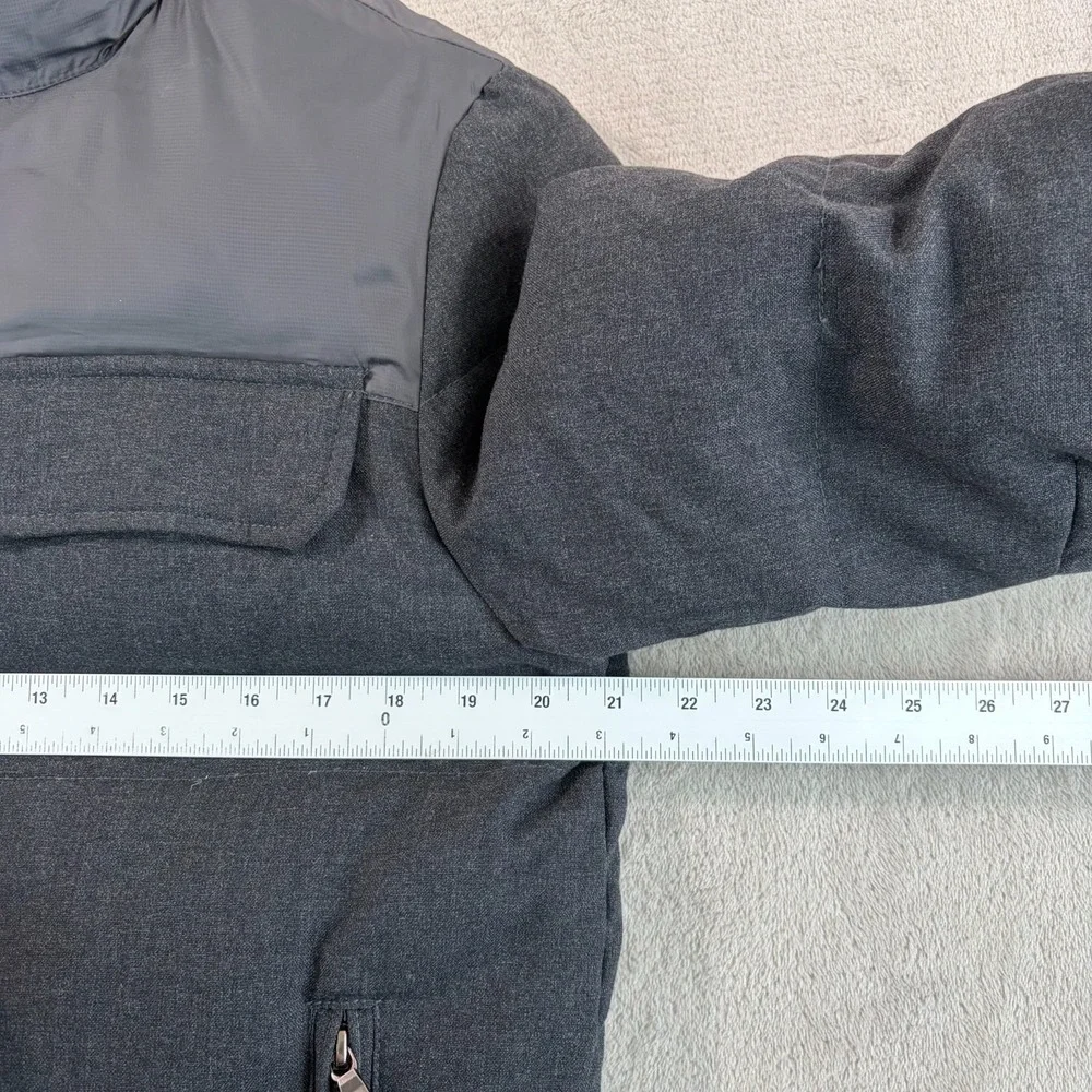 Banana Republic Down Puffer Jacket‎ Men Small Grey Wool Blend Hidden Hood Zip Up